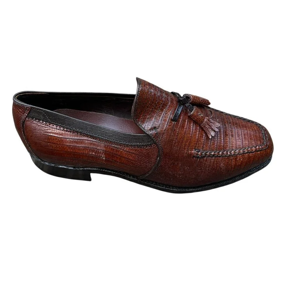 Johnston & Murphy Aristocraft USA Made Vintage Brown Lizard Slip On Dress Shoes